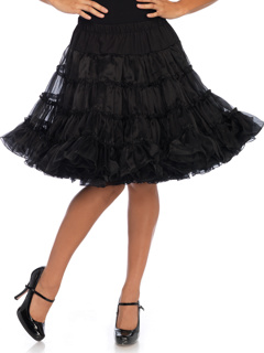 Knee Length Deluxe Crinoline Petticoat Costume Skirt - O/S - Black