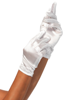 Satin Wrist Length Costume Gloves - O/S - White