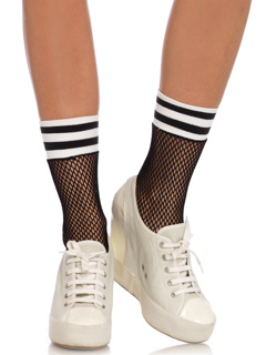 Stella Fishnet Athletic Ankle Socks - O/S - Black/White