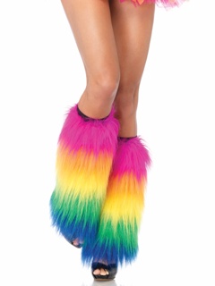Kat Furry Rainbow Leg Warmers - O/S - Multicolour
