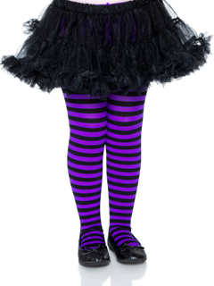 Ana Children's Striped Tights - L - Black/Purple