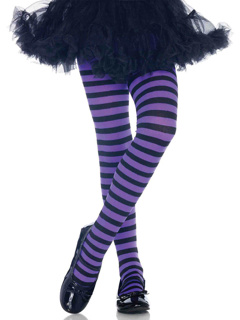 Ana Children's Striped Tights - XL - Black/Purple