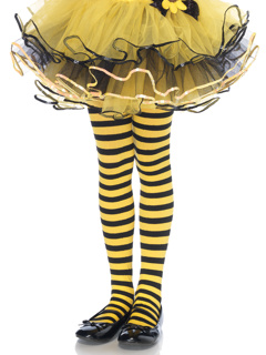 Ana Children's Striped Tights - L - Black/Yellow