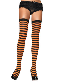 Cari Striped Stockings - O/S - Black/Orange