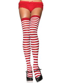 Cari Striped Stockings - O/S - White/Red