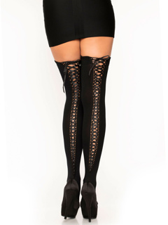 Phoebe Lace Up Thigh Highs - O/S - Black