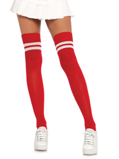 Dina Athletic Thigh High Stockings - O/S - Red/White