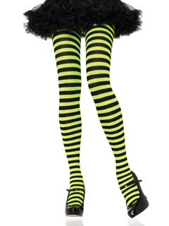 Jada Striped Women's Tights - O/S - Black/Neon Green