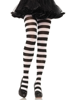Darby Striped Opaque Tights - O/S - Black/White