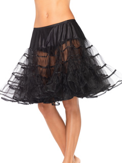 Knee Length Layered Petticoat Costume Skirt - O/S - Black
