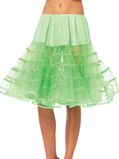 Knee Length Layered Petticoat Costume Skirt - O/S - Neon Green