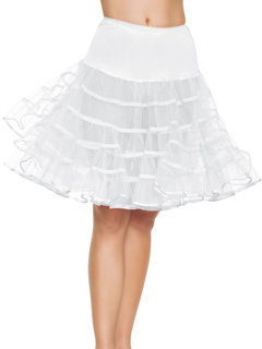 Knee Length Layered Petticoat Costume Skirt - O/S - White