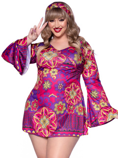 Plus Hippie Girl Costume - 3X/4X - Multicolour