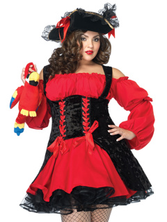 Plus Vixen Pirate Wench Costume - 3X/4X - Red/Black