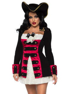 Charming Pirate Captain Costume - S - Black/Red