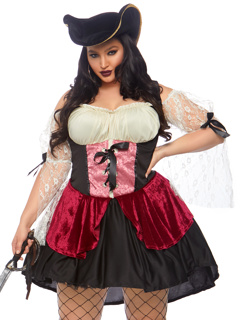Plus Wicked Waters Wench Costume - 3X/4X - Black