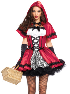 Gothic Red Riding Hood Costume - L - Red/White