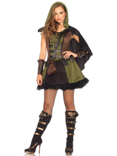 Darling Robin Hood Costume - L - Olive/Brown