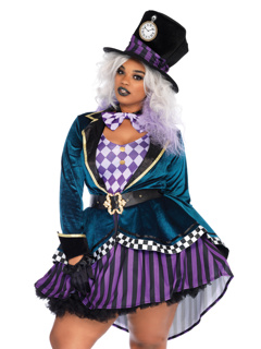 Plus Delightful Mad Hatter Costume - 1X/2X - Multicolour
