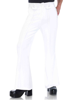 1970s Disco Bell Bottom Pants - S/M - White