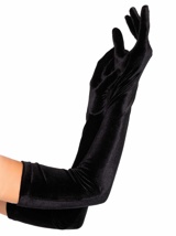 Black Stretch Velvet Opera Length Gloves