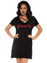 Fangtastic Crossover Jersey Dress with Pockets