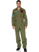 Men's Plus Top Gun Costume Flight Suit