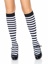 Pippi Striped Knee High Socks - O/S - Black/White