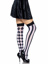Jude Harlequin Thigh High Stockings - O/S - Black/White