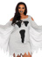 Plus Jersey Ghost Long Sleeve Halloween Dress - 1X/2X - Grey