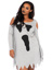 Plus Jersey Ghost Long Sleeve Halloween Dress - 1X/2X - Grey